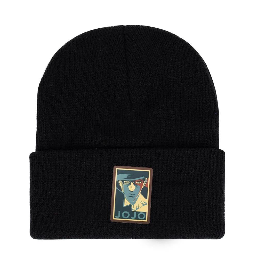 Anime Hat JoJo's Bizarre Adventure Kujo Jotaro Costume Cosplay Adult Kids Cap Casual Embroidery Knitted Hat Gifts Prop