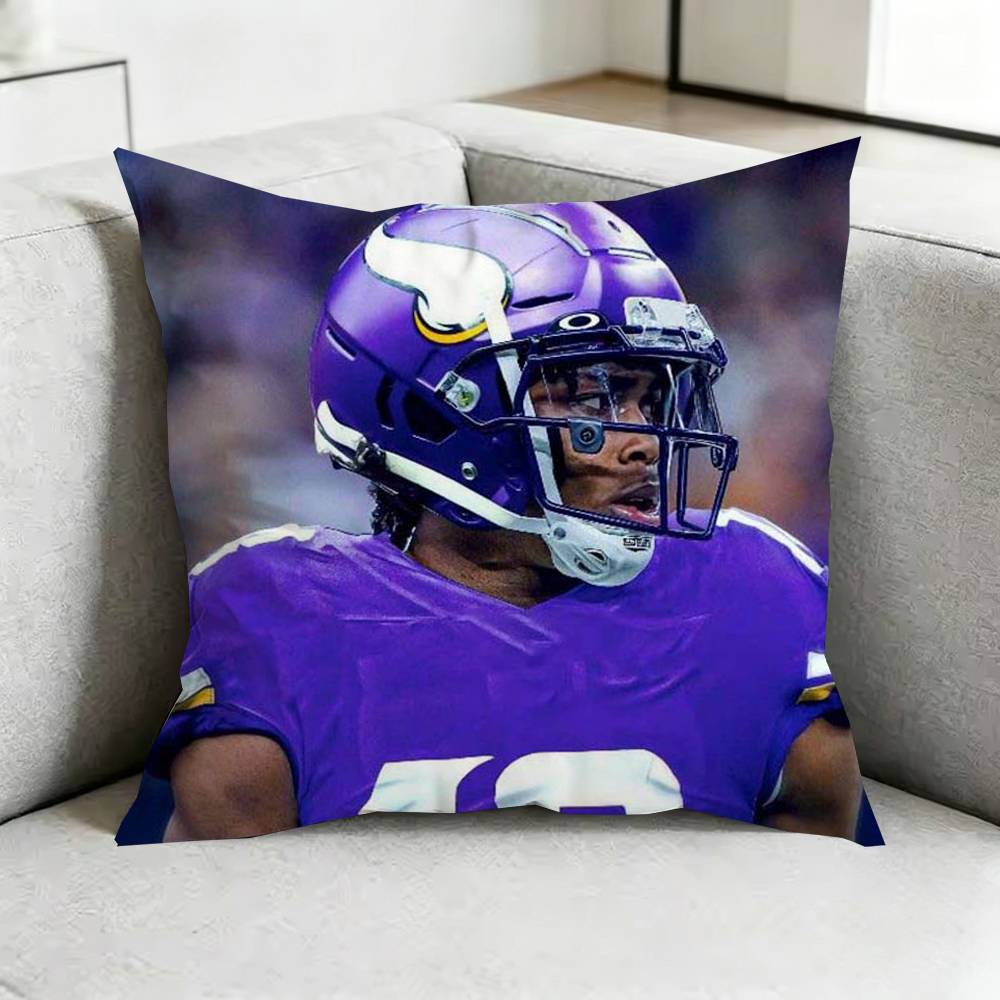 A-American Football Justin J-Jefferson Pillow Case Square Double-Sided Sofa Cushion Cover Bedroom Bedside Pillow Gift