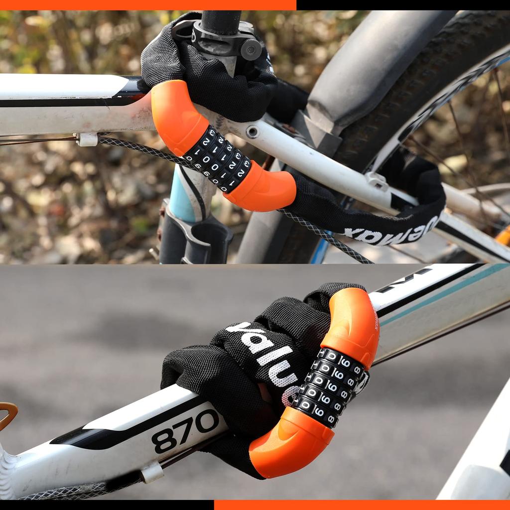 ValueMax Bike Dial Combination 6mm Zinc Alloy Customizable 100cm Lock, 5-Digit Lock, Reinforced, Password, Anti-Theft, Approx.