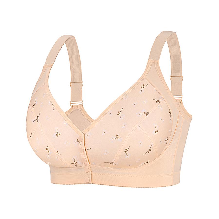 Plus Size Underwear, Adjustable Strap, Print V-neck Bra, 0XL-7XL