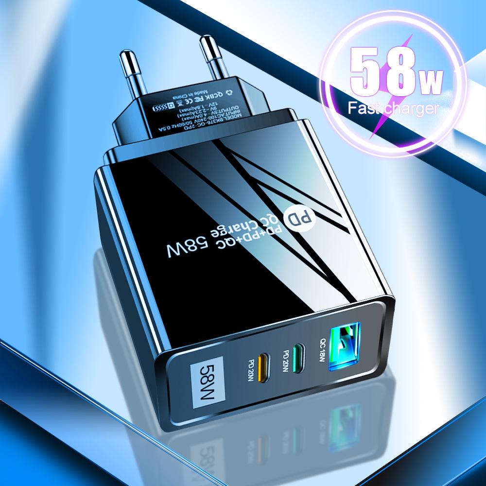 

Luminous 58W Dual Fast Charger with 2PD & QC3.0 Compatible with EU/US/UK/KR/AU Plugs US Black