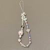 Stylish Cat Beaded Phone Lanyard for Women - Heart & Bow Design, Anti-Loss Strap, Cute Girlish Charm