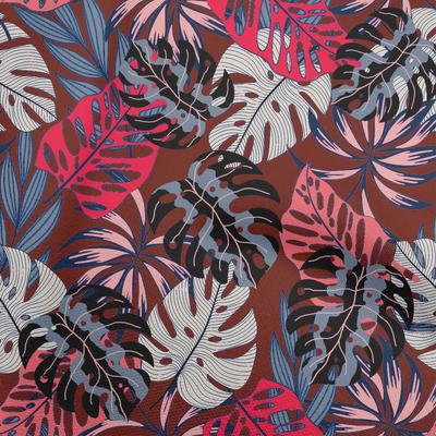 Cotton Flex Maroon Fabric Tropical Leaf Craft Projects Decor Fabric Printed By The Yard 40 Inch