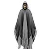 Halloween Grim Reaper Costume Black Hooded Cloak with Skull Masque Vintage Medieval Cape for Adult Cosplay Props