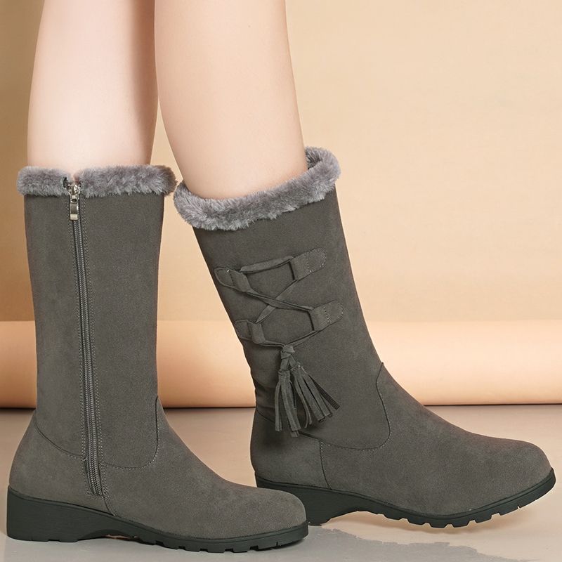 Women's Lightweight Comfortable Thick Sole Cold Warm Padded Snow Boots Non-slip Wear Outdoor Sports Mid-calf Cotton Boots