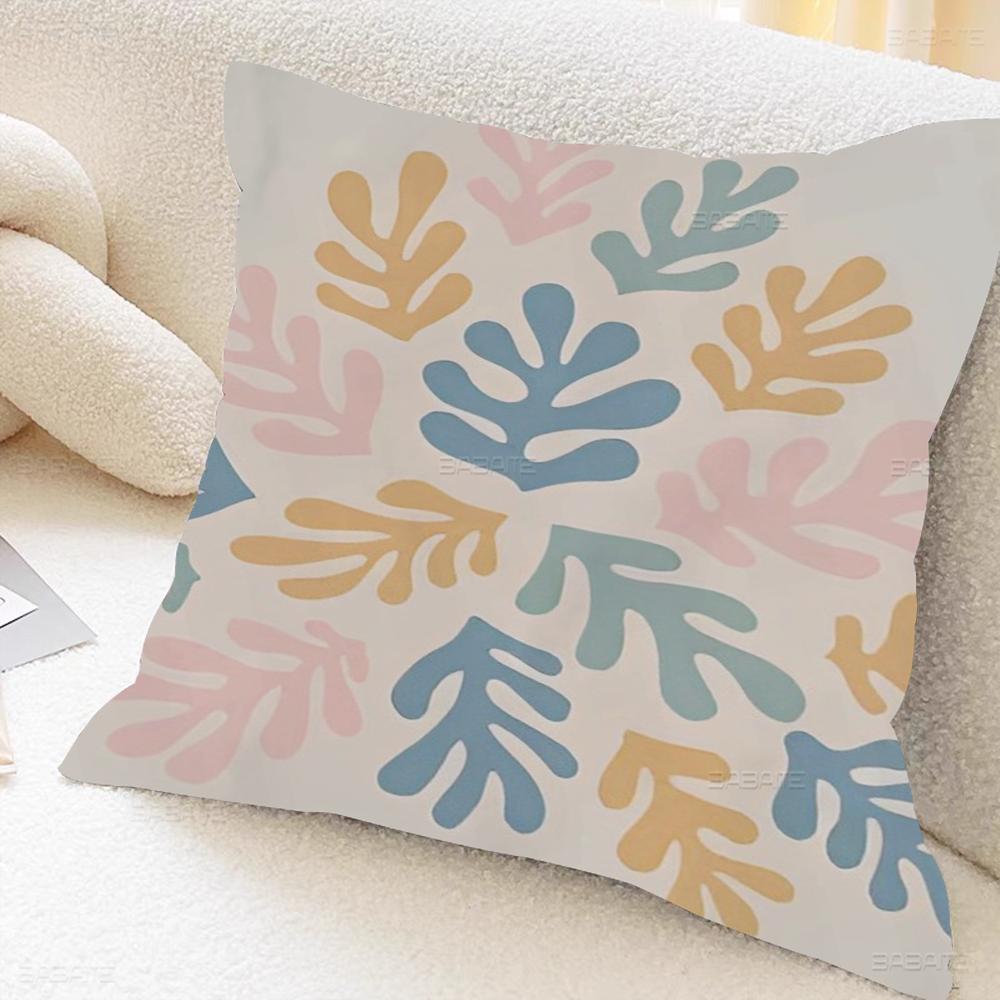 Matisse Flowers Leaf Pillow Covers Cartoon Sofa Decorative Home Double-sided Printing Short Plush Cute Cushion Cover