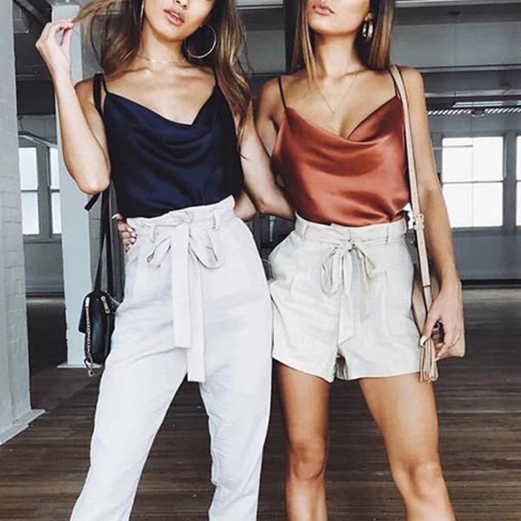 Women Sexy Backless V Neck Bandage Vest Tops for Ladies