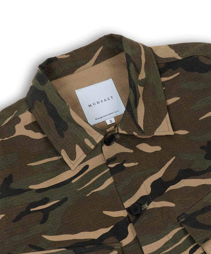 Mudsalt Jungle Fatigue Roll-Up Short Sleeve Shirt Camo Khaki