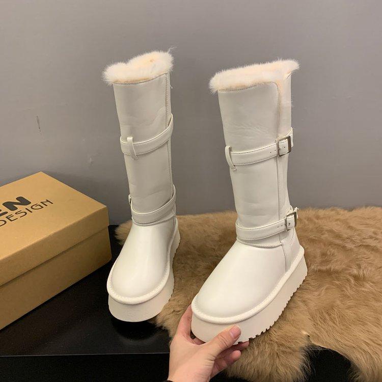 Long tube snow thick-soled women's new winter tall tube warm and non-slip integrated velvet cotton boots women's boots