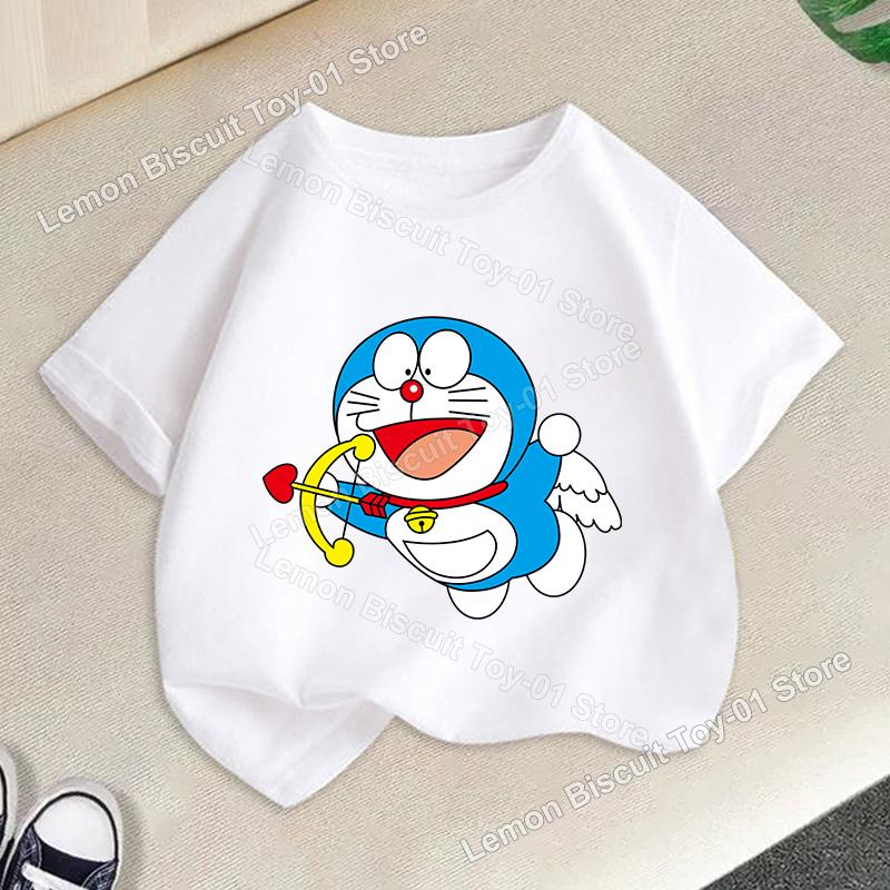 Doraemons Series Boys Girls Short Sleeve Top Summer Hot Cartoon T-shirt Cute Kids Base Clothes O-neck Funny Birthday Gift