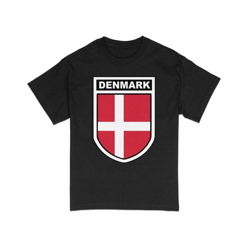 Denmark National Crest T Shirt Danish Heritage Patriotic Flag Casual Travel Souvenir