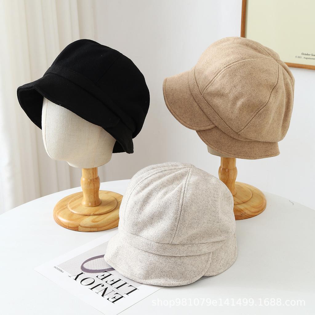 New Autumn and Winter Retro Literature and Art Tide Cool Light Luxury Octagonal Hat Men and Women Warm Casual Versatile Painter Bucket Hat