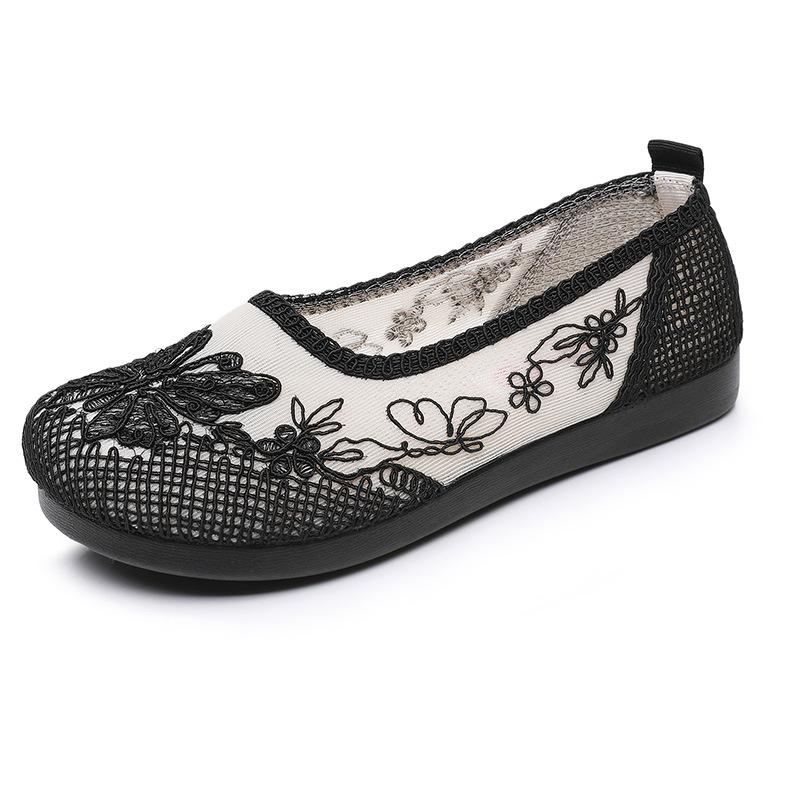 

Обувь женская летняя новая дышащая модная повседневная женская обувь на одну педаль для мамы универсальная с мелким вырезом, круглым носком, туфли-лодочки 35 чёрный