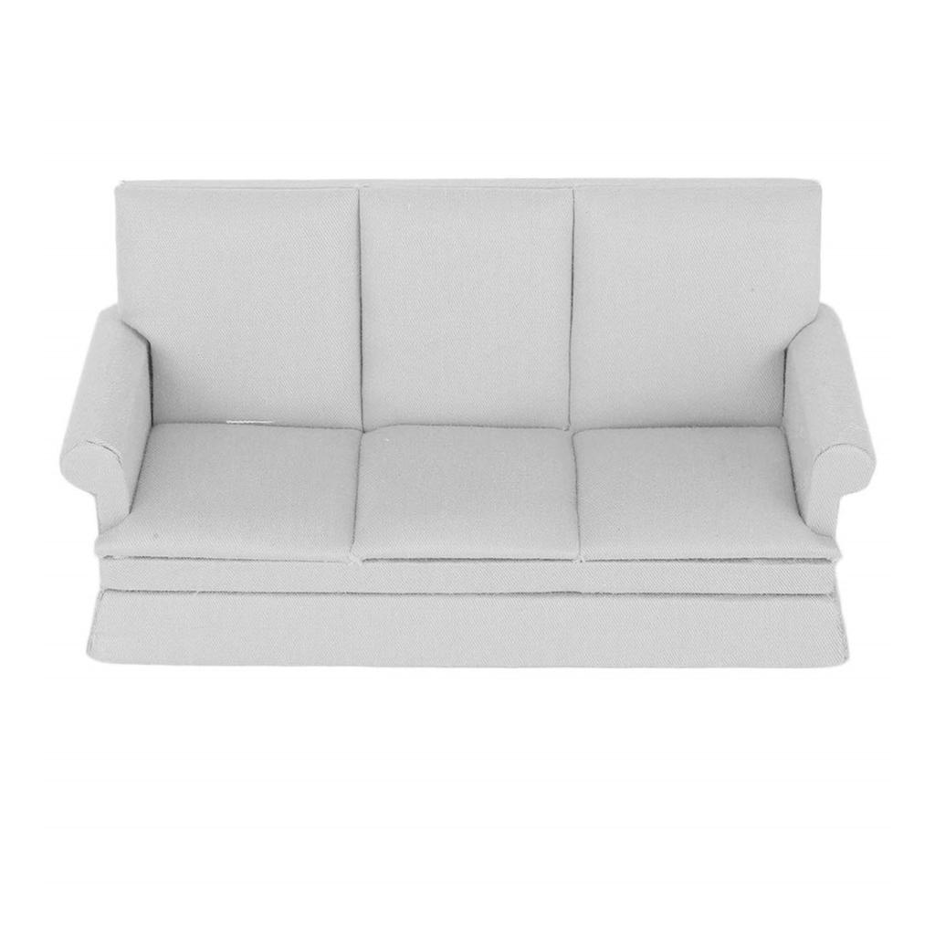 1/12 Scale Dollhouses Three-seat Miniature Couch Furniture Pretend Play for Kids Furniture Model for Dollhouses