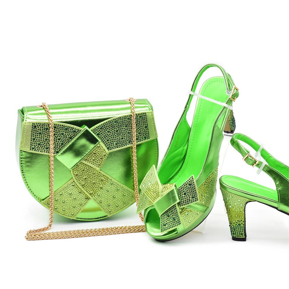 Rhinestone Peep-toe Heels & Bag Set for New Year's Eve