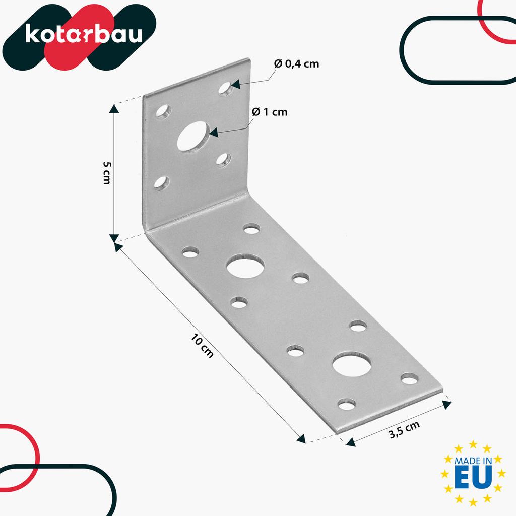 KOTARBAU® Carpenter's Angle Construction Connector Stainless Steel Galvanized 100 x 50 x 35 MM