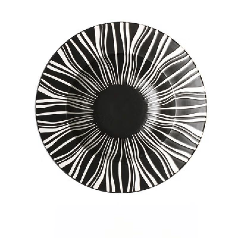 RuHan Nordic Ceramic Black Flowing Design 25cm Deep Plate