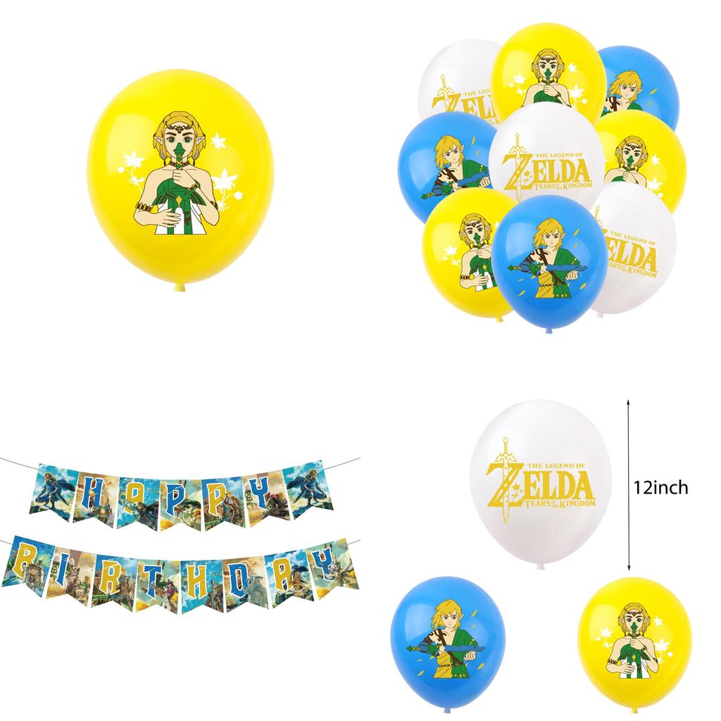 Zelda Game Themed Birthday Party Decoration Set With Banners, Cake Toppers, And Balloons Starry Sky Brand