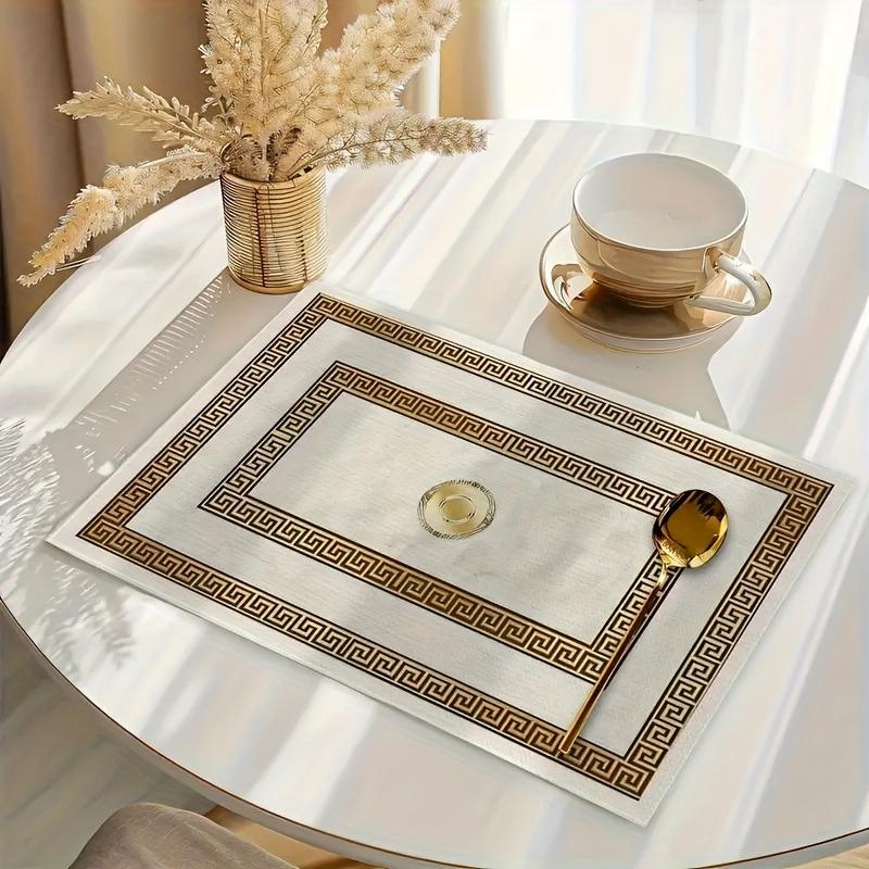 6er Set Moderne Luxus Europäischer Stil Goldenes Geometrisches Muster Tischsets, Saisonale Tägliche Feiertagsdekoration, Geeignet für Zuhause Küche Esszimmer