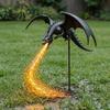 Ручная роспись Садовая статуя Солнечный Огнедышащий Дракон Светильник, Садовый Колышек Свет Наружная Статуя, Коллекционная Фэнтези Скульптура Водонепроницаемая Дорожка