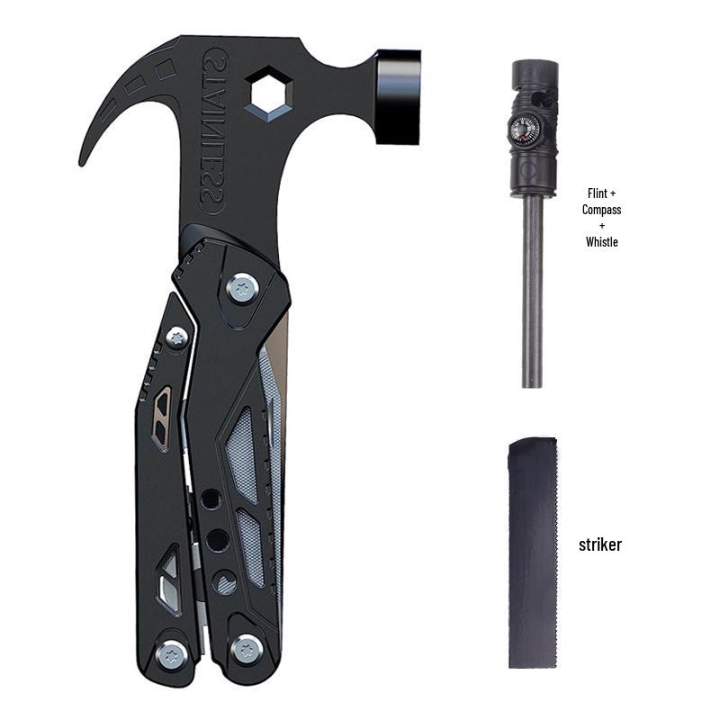 Multifunctional Outdoor Tool: Pliers, Hammer, Folding Knife, Vehicle Window Breaker