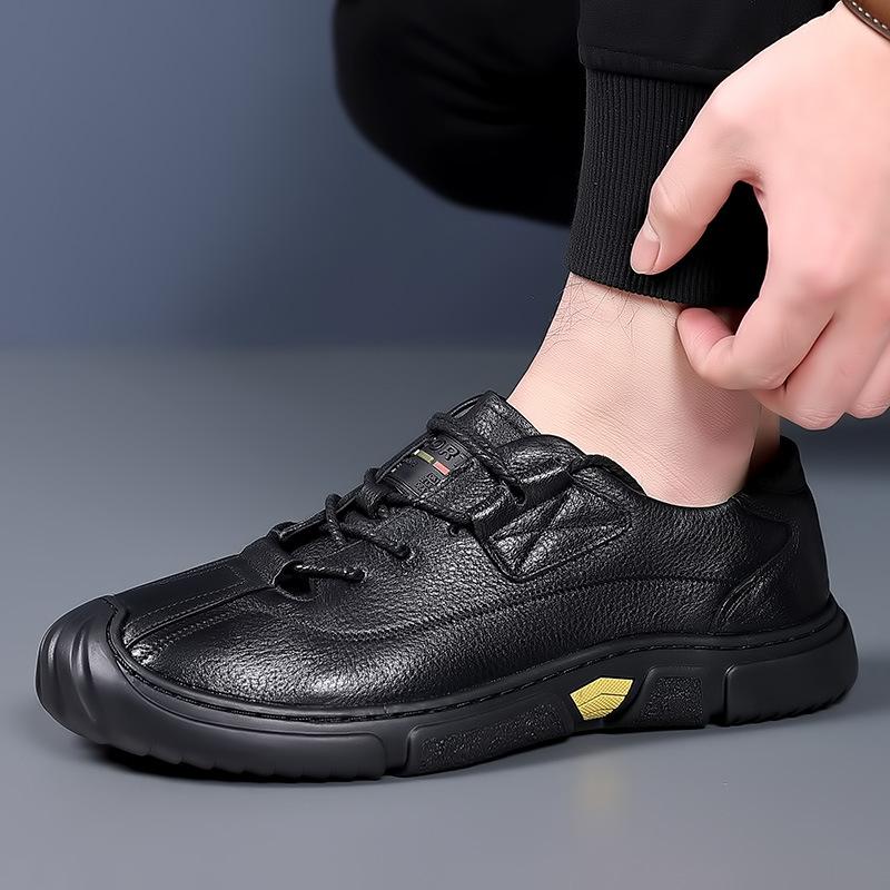 Men's Shoes Casual Shoes Spring Men's Shoes Leather Men's Comfortable Lace-up Soft-soled Loafers Men's Shoes