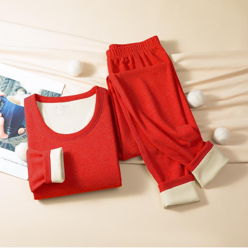 1 Stück Herbst/Winter Damen Warmes Unterwäsche-Set mit Fleece und Samt-Cardigan