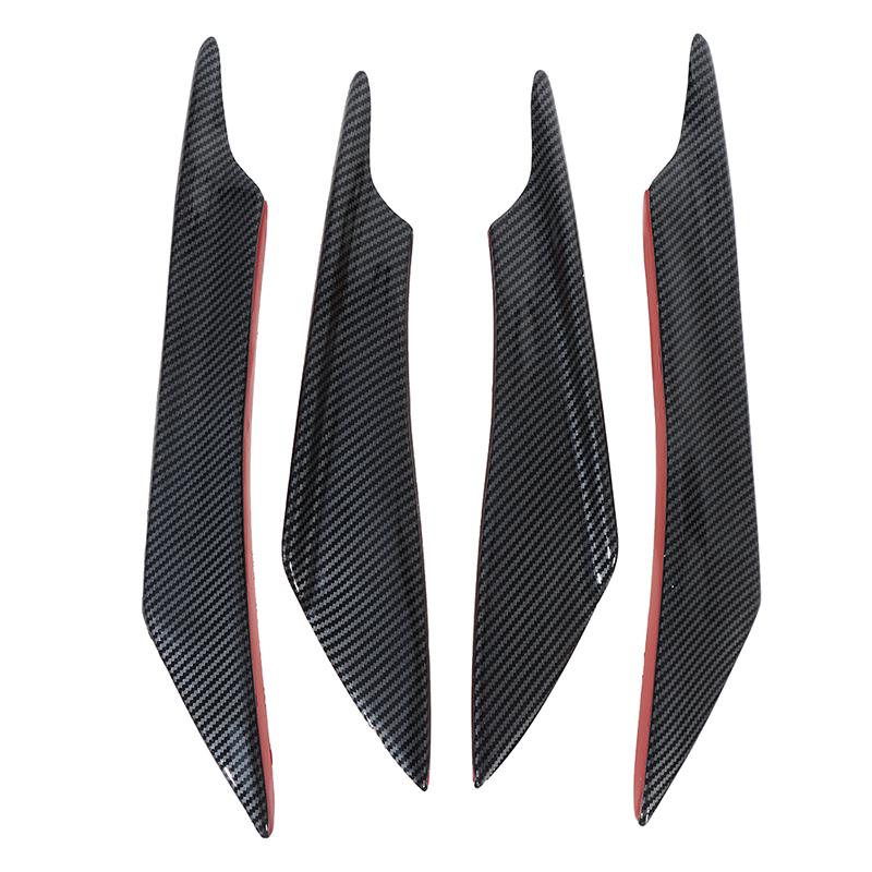 4Pcs Carbon Fiber Car Bumper Fin Canard Splitter Diffuser Spoiler Air Knife