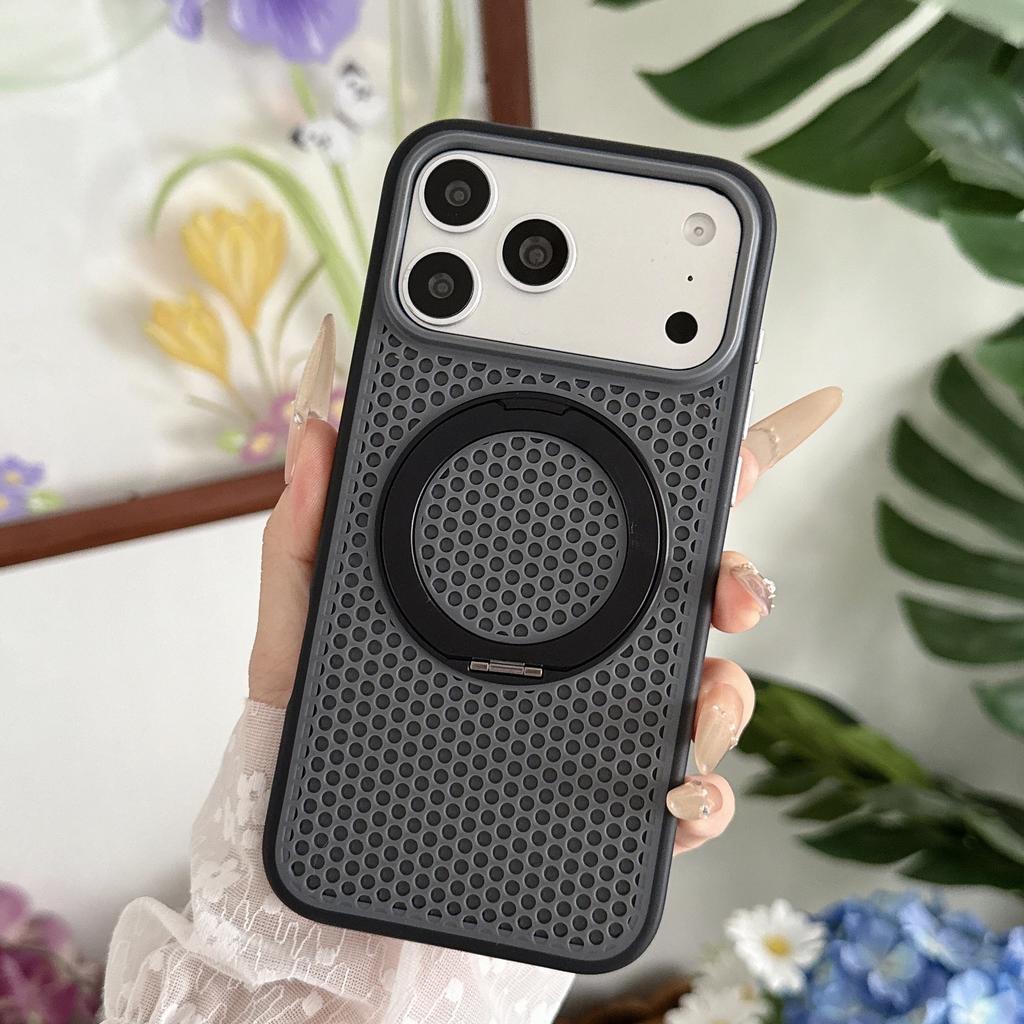 Applicable to iPhone11PROMAX two-color honeycomb heat dissipation 111 degrees rotating magnetic suction bracket Apple 11 mobile phone case