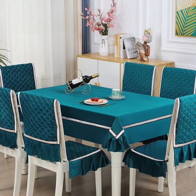 European Style Non Slip Dining Table Fabric Lace Edge Printed Chair Cover Four Seasons Universal Dining Chair Cushion Cover