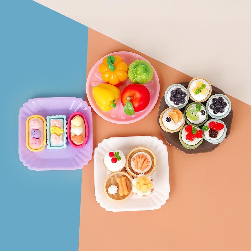 Mini Simulation Small Plate Colorful Children'S Play House Kitchen Model Doll House Small Ornament Toy Edible Accessories