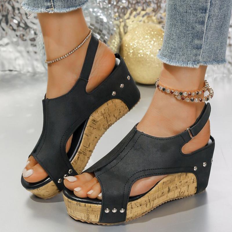 2025 Roman Chunky Platform Sandals Women New Summer Retro Peep Toe Wedges Sandles Woman Plus Size 44 Non-Slip Sandalias Muejr