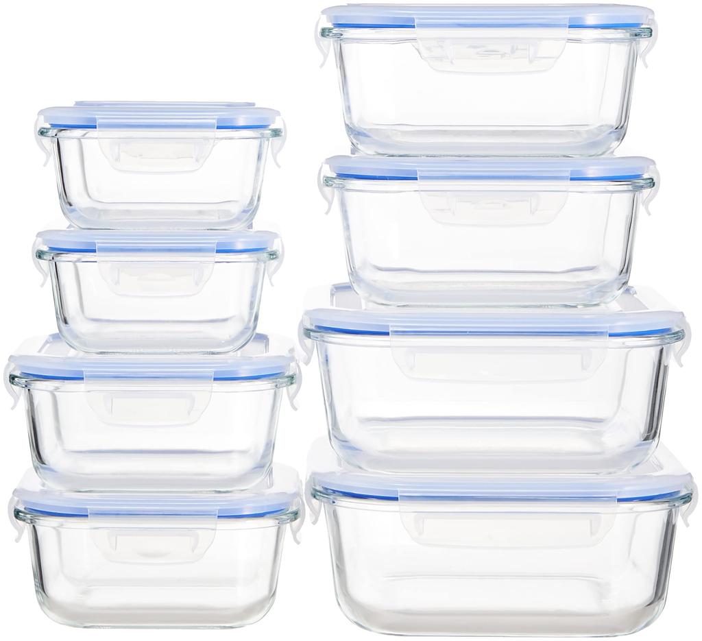 Wahei Freiz Mikrowellen- und Ofengeeignete Glasbehälter 300ml x 510ml x 800ml x und 1100ml x Resh Hitzebeständige Behälter, 2, 2, 2, 2, ME-7403
