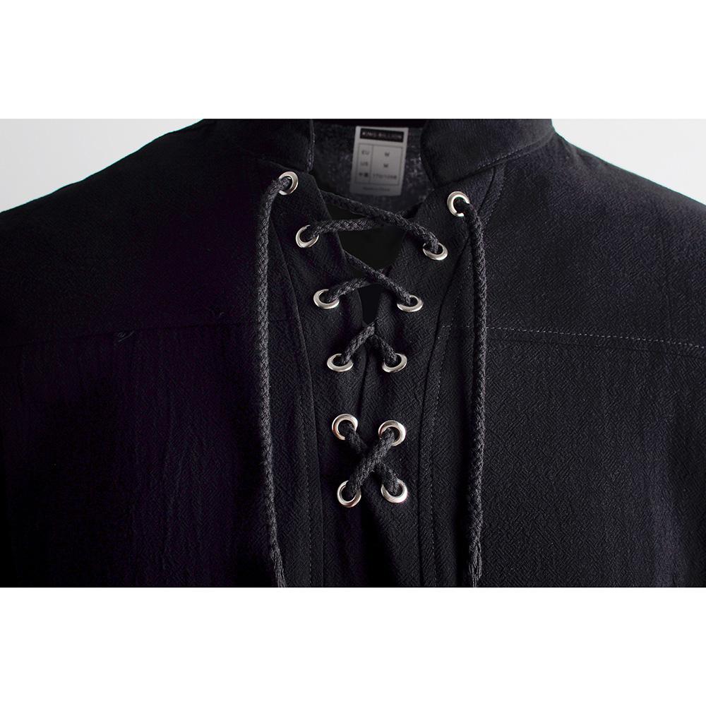 Men's Medieval Pirate Dress Stylish Streetwear Halloween Gothic Style V-neck Tops Solid Color Cotton Linen Breathable T-shirt