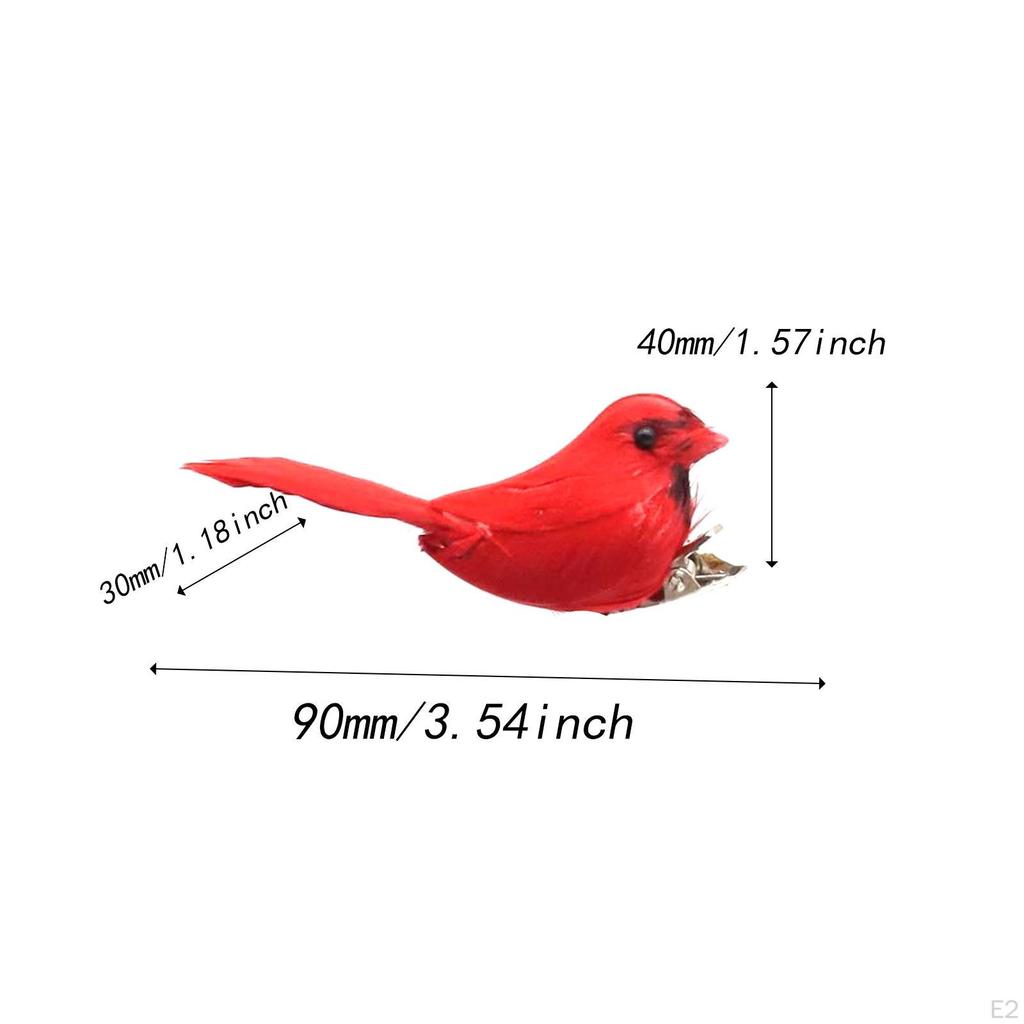 Artificial Christmas Red Bird Ornaments with Clip Crafts Simulation Decorations for Outdoor