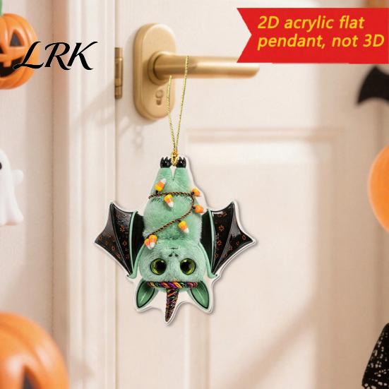 Cute Ghost Witch Bat Pendants Halloween Hanging with Ghost/Bat/Witch Designs, Acrylic Decorative Ornaments Lanyards, Themed Party Favors Lightweight