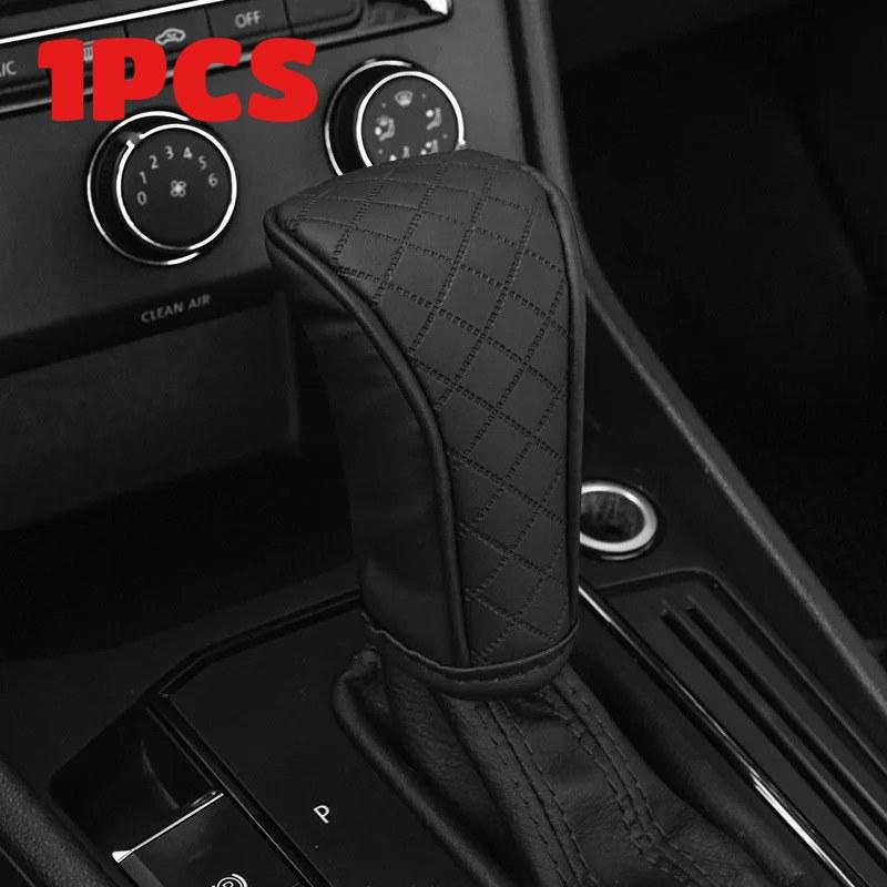 

1 шт. Высококачественная накладка на ручку переключения передач автомобиля из ПУ кожи, нескользящая, износостойкая, универсальная, чехол для автоматической коробки передач автомобиля, украшение автомобиля чёрный