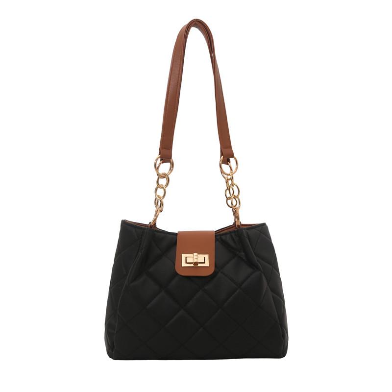 Trendy bag women s new fashion lock diamond shoulder bag summer popular tote bag чёрный