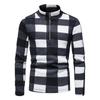 Men's  And Winter Stand Collar Plaid Sweater Zipper Bottomed Shirt Knitted Pullovers