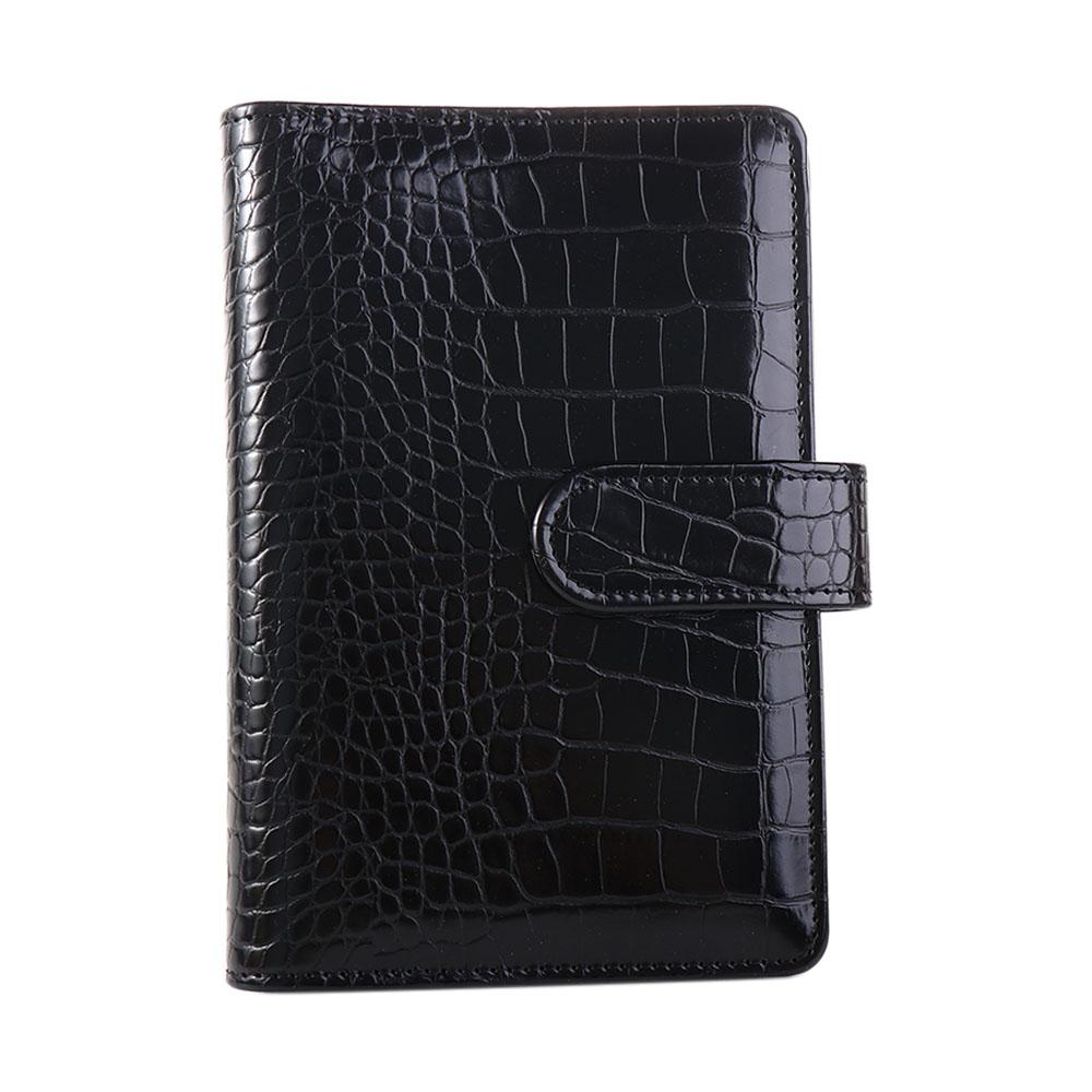 Book Stationery 6 Ring A6 Notebook Ring Binder Crocodile Pattern Notebook Cover Binder Cover Loose-Leaf Cover Notepad Cover pink