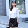 PU Skirt Women's Black Solid Color Diagonal Zipper Skirt Slim Leather Skirt Spring High Waist Hip Skirt
