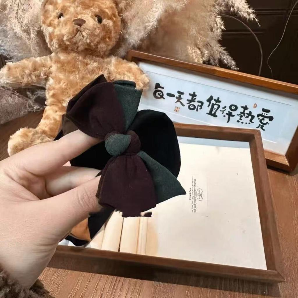 High-End French Velvet Bow Hair Tie for Women - Autumn/Winter Edition