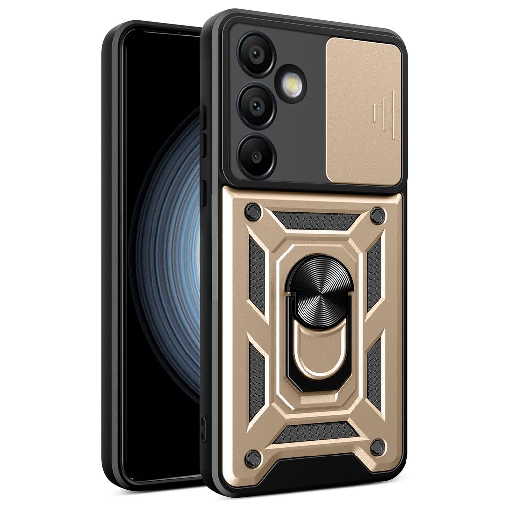 For Samsung Galaxy S24 FE Case PC+TPU Kickstand Phone Cover with Slide Camera Lid
