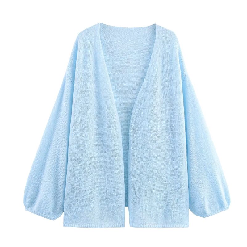 Kaslead New Women Clothes Western Style Fashion Simple and Versatile Fresh Solid Color Knit Cardigan