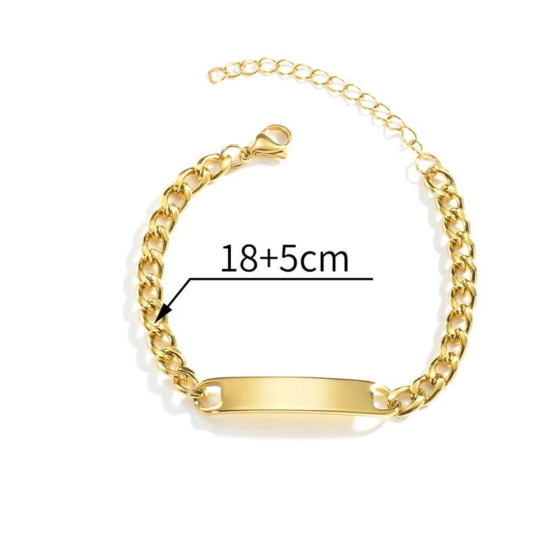 Hip Hop DIY Engraved Men Cuban Chain Bend Card Stainless Steel Bracelet