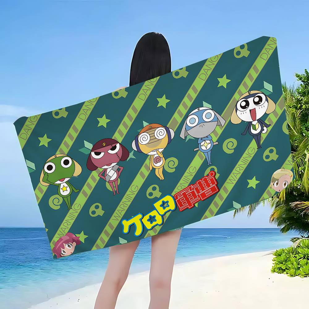 Cartoon Funny Keroro Gunsou Frog Microfiber Printed Beach Towel Mountain Climbing Beach Swimming Running Absorbent Soft Towel