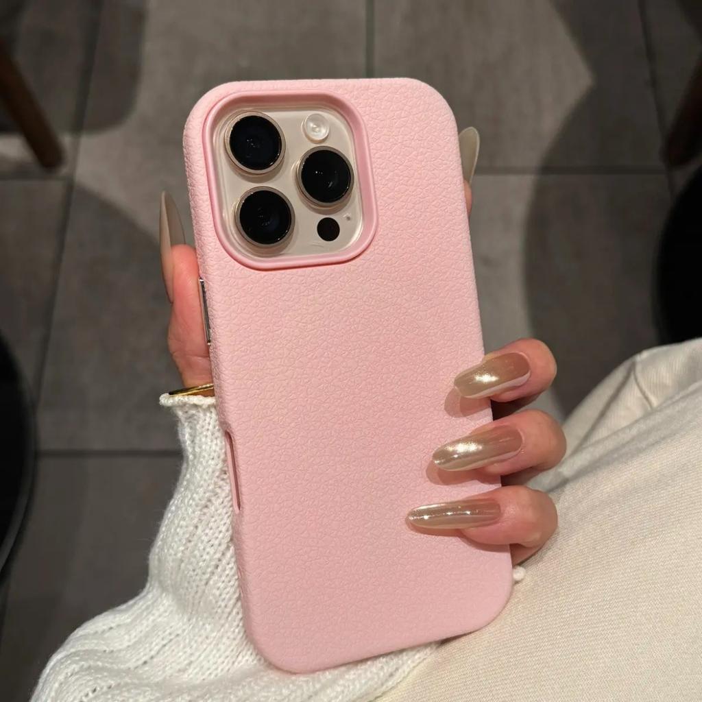Luxury Candy Color Leather Matte Phone Case For iPhone 11 12 13 14 15 16 17 Pro Max Plus Air Shockproof Bumper Back Cases Cover
