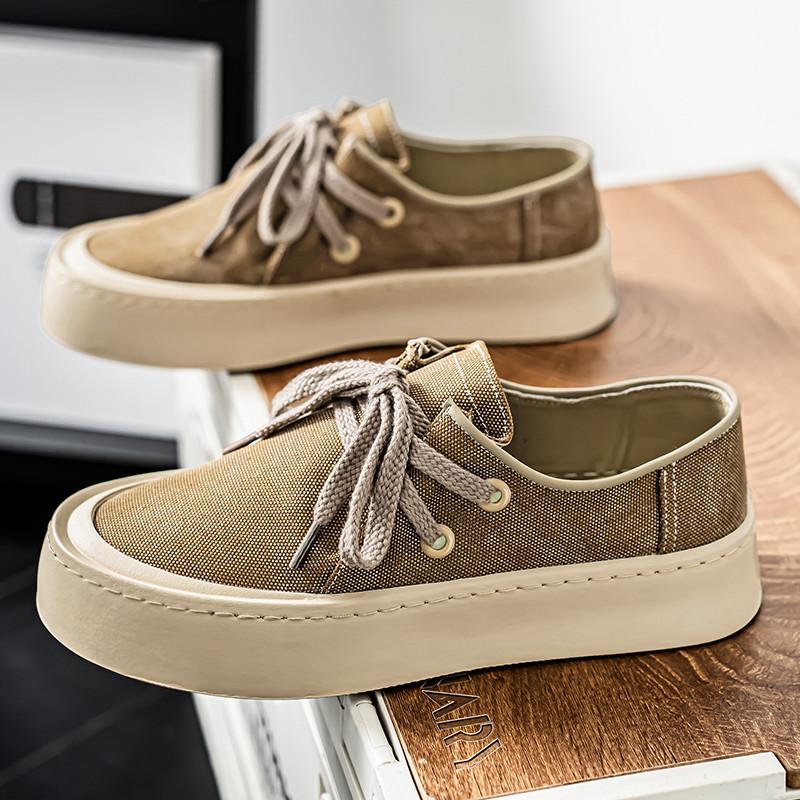 Mode Mode Neue Herren Schnür-Canvas Atmungsaktive Dicksohlen Schuhe Lässige Walking Sneaker Schuhe Flats Zapatos Hombre