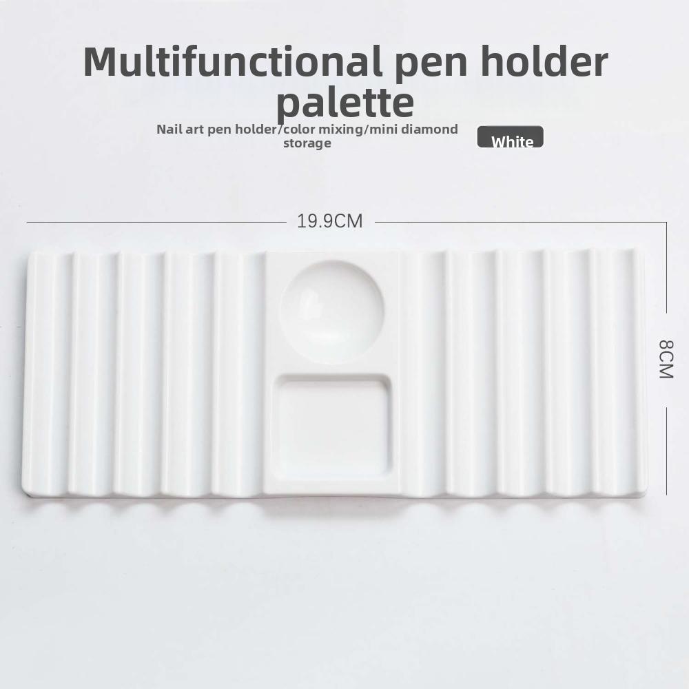 10-Compartment Plastic Pen Stand with Color Palette Nail Art Tools Holder  for Nail Art Painting