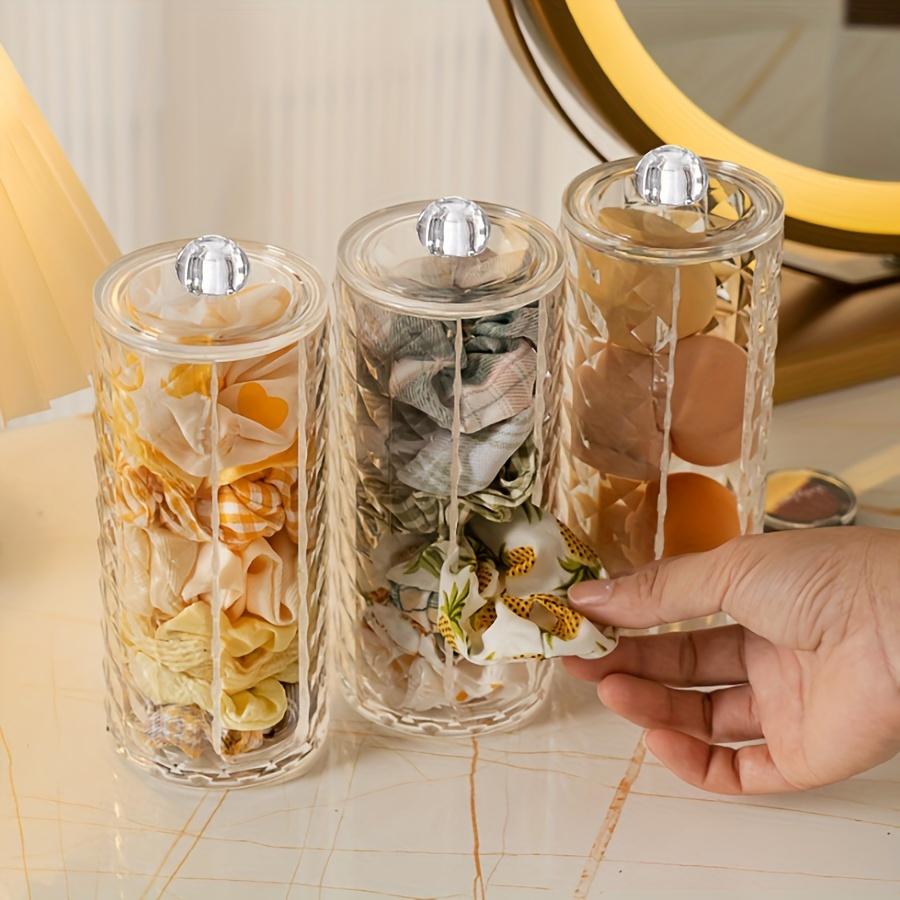 Acryl Wattepad Rund Halter Scrunchie Halter Organizer Klar Aufbewahrungsbox Haargummis Ständer, Kosmetik Scrunchie Aufbewahrungsdisplay